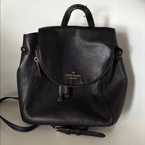 Kate Spade Black Leather Pebbled Backpack